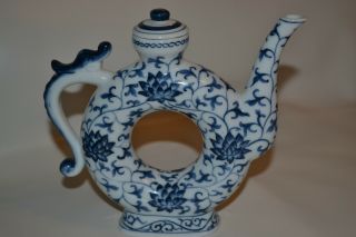 Rare Shape/style Petite Blue & White Tea Pot Design Work