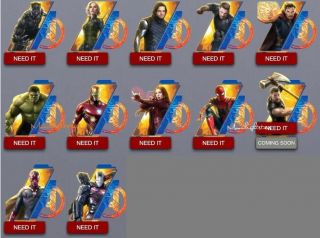 Topps Marvel Collect - Avengers Infinity War Diecut Complete Set - Award Ready
