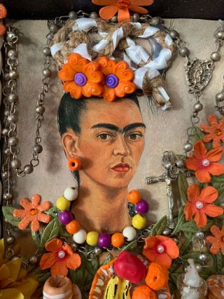 Frida Kahlo Art Shrine Craft Frame Mexican Folk Art 3D Diorama Shadow Box 6’X6’ 2