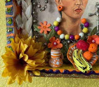 Frida Kahlo Art Shrine Craft Frame Mexican Folk Art 3D Diorama Shadow Box 6’X6’ 7