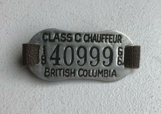 1966 Bc Canada Chauffeurs Badge - Canadian Chauffeur Driver License Plate Pin