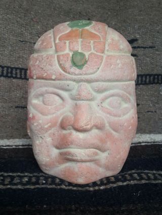 Large Pre Columbian La Venta Style Olmec Head Mexico Aztec Maya Clay Figure
