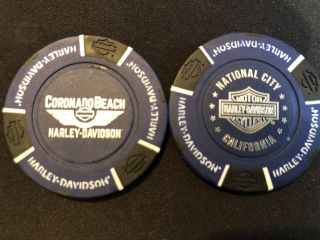 Harley Poker Chip Golf Ball Marker Blue/black " Coronado Beach " National City Ca