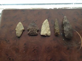 5 Authentic Native American Indian Flint Arrowheads Knives