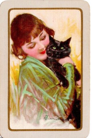 Playing Cards Swap Cards Vintage Barribal Lady And Cat