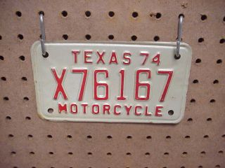 1974 Texas Motorcycle License Plate Old Stock No X76167