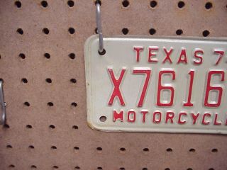 1974 TEXAS MOTORCYCLE LICENSE PLATE OLD STOCK NO X76167 2