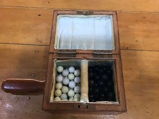 Vintage Silky Oak Ballot Voting Box With Marbles Fraternal Masonic
