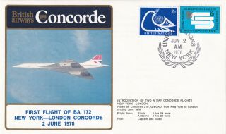 (28883) Un United Nations Cover Concorde 1st Flight York London 1978