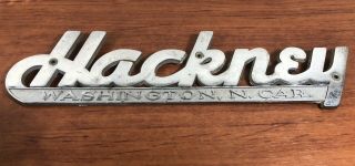 Old Antique Vintage Rare Hackney Washington,  Nc.  Advertising Truck Emblem