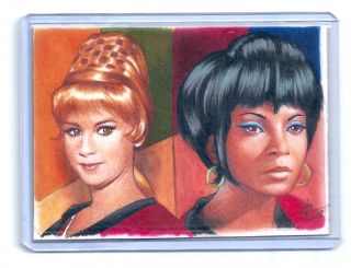 1/1 Sketch Card Star Trek Women Nichelle Nichols Hurura & Janice Rand