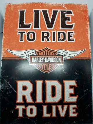 Metal Tin Sign Plaque Harley Davidson Motorcycles Live To Ride Decor Shop