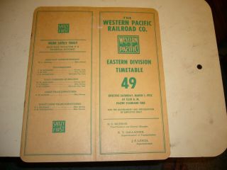 The Western Pacific Railroad Co.  49 1952 Government Employee Timetable