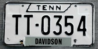 1969 Black On White Tennessee [state Shape] License Plate Davidson