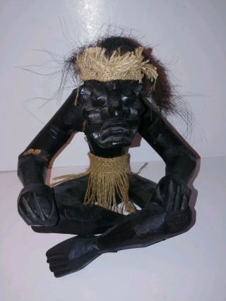 Native Tribal Figure Wood Hand Carved Sculpture Aboriginal African Art Cannibal