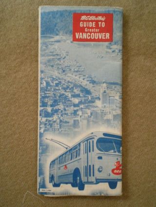 1954 British Columbia B.  C.  Electric Guide To Greater Vancouver Map