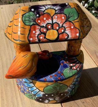 Talavera Mexican Pottery Colorful Planter Wall Hanging Bird House Flower Pot