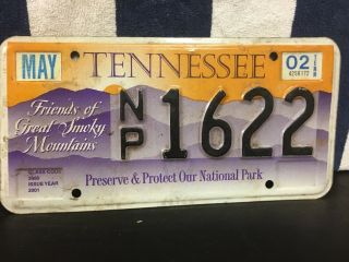 2002 Tennessee License Plate (preserve & Protect Our National Parks)