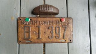 1953 South Carolina License Plate With Light Antique Wall Art