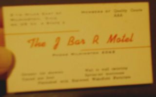 Vintage The J Bar R Motel Business Card Wilmington,  Ohio Ephemera