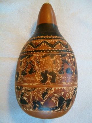 Hand Carved,  Hand Painted Gourd Maraca