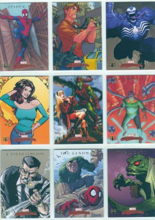 Marvel Masterpieces 2007 Complete 9 Card Chase Set Spiderman