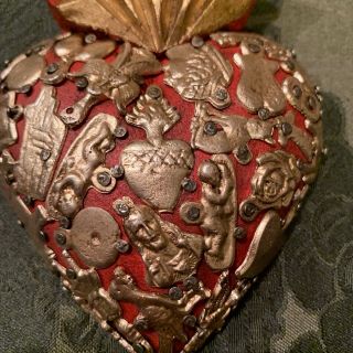 HEARTS - Mexican Milagro Heart - Hand Crafted Wood Milagro Folk Art Heart - MH1 2