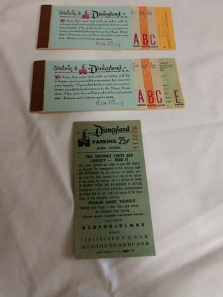 Vintage Disneyland Ticket Books & Parking Ticket Pass