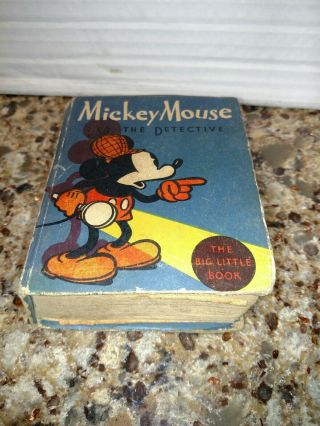 Vintage 1934 Whitman Rare Mickey Mouse The Detective The Big Little Book Rare