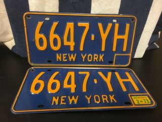 Vintage 1973 York License Plate Pair