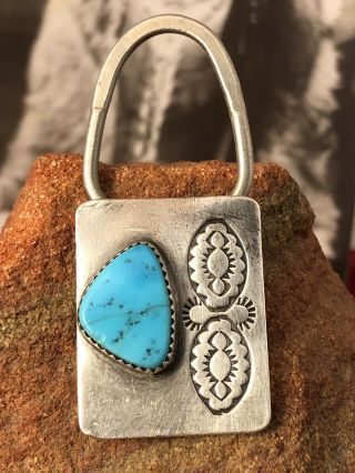 Lyle Piaso Navajo Sterling Silver Turquoise Keyring Keychain 062519eabzie