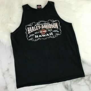 Harley Davidson Honolulu Hawaii Black Cotton Tank Made In Usa Size: Xl Biker Vtg