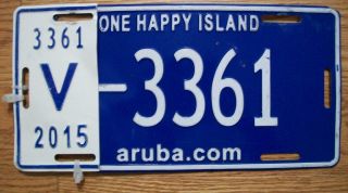 Single Aruba N.  A.  License Plate - 2015 - V - 3361 - One Happy Island
