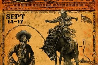 Pendleton Oregon Round Up Rodeo poster Let er Buck Indian cowboy Jackson Sundown 2
