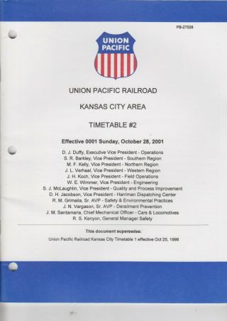 2001 Union Pacific Railroad Kansas City Area Ett No.  2