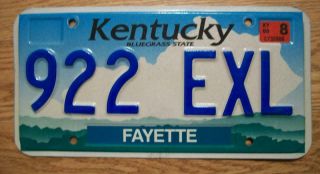 Single Kentucky License Plate - 2000 - 922 Exl - Fayette County - Bluegrass State