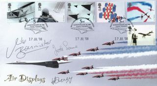 (a30039) Gb Fdc Air Displays Concorde Red Arrows 3xpilot Signed 2008 No.  139/165