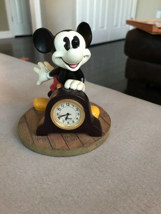 Walt Disney Mickey Mouse Ceramic Mantle Desk Clock Retro Art Deco