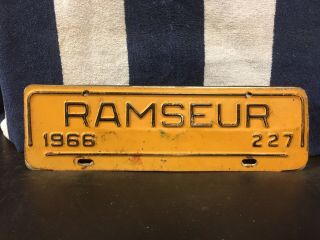 Vintage 1966 Ramseur,  North Carolina City License Plate