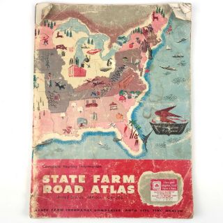 Vintage State Farm Road Atlas Map United States Canada Mexico 1979