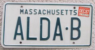 Massachusetts 1987 Vanity License Plate Alda - B
