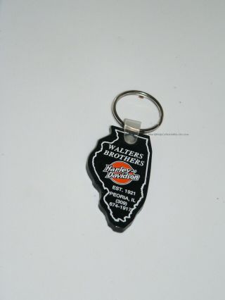 Vintage Harley Davidson Key Ring Fob Chain Walters Brothers Peoria,  Il