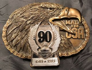 1993 Harley Davidson 90th Anniversary Collectors Edition Belt Buckle