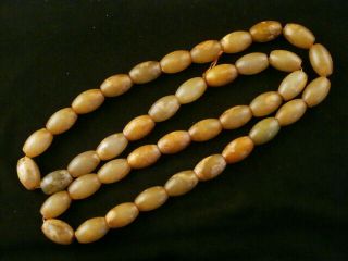 28 Inches Chinese Old Jade Beads Prayer Necklace U022