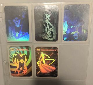 1990 Impel Marvel Universe Complete Set Of All 5 Hologram Cards Nm - Mt