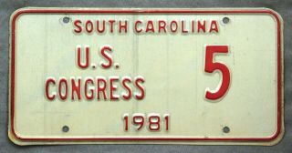 South Carolina.  1981.  License Plate.  U.  S.  Congress.  Government.