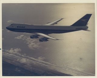 Large Vintage Photo - Boac Boeing 747 In - Flight