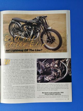 1955 Vincent D Series Black Lightning Motorcycle - 3 Page Article