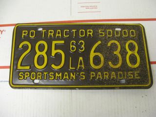 1963 63 Louisiana La License Plate Po Tractor 50000 285638 Sportsman 