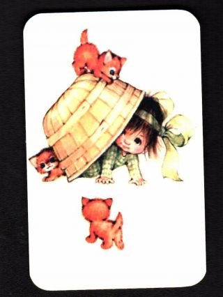 Swap Card - Cute Toddler Playing With Kittens (blank Back)